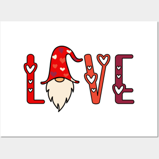 Love with Gnome and Hearts Posters and Art